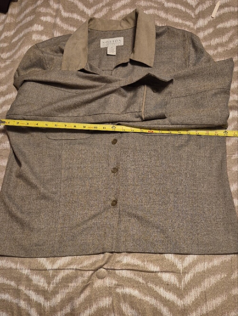 Norton McNaughton Tan Button-Up Jacket with Contrast Collar - Picture 7 of 10